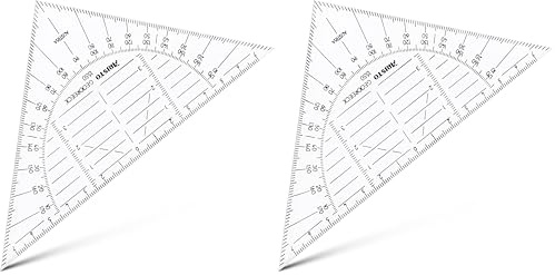 Aristo AR1550 Geodreieck bruchsicher (Hypotenuse 16 cm, abriebfeste Tiefenprägung, biegsamer 0,75mm Vivak PET-G Kunststoff, Made in Austria) transparent (Packung mit 2)