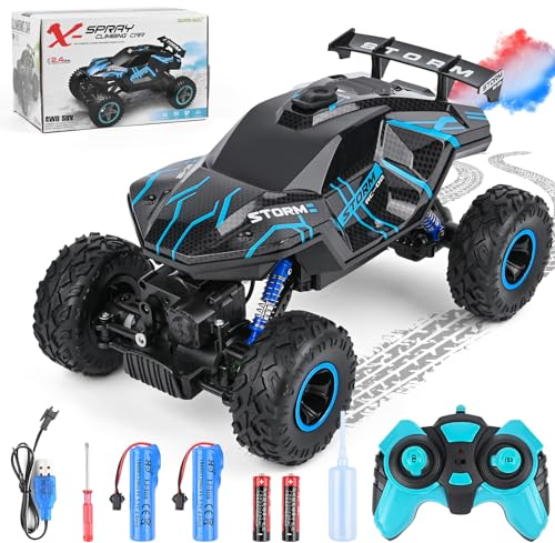 Weinsamkeit Macchina Telecomandata per Bambini, 1:16 Macchina Radiocomandata con Luce LED e Sprays, 2.4 GHz 20 Km/h Auto Radiocomandata, RC Cars Giocattoli Compleanno Regalo per Bambini 6-16 Anni