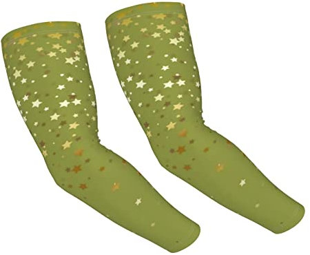 Golden Stars Olive Kühlende Sonnen-Ärmel UV-Schutz Armstulpen Armabdeckung Sleeve für Männer Frauen, Siehe Abbildung, One size
