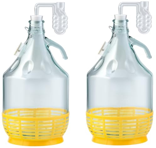 lilawelt24 2X 5L Flasche mit Bügelverschluss +Gummistopfen + Gärröhrchen/Gärballon Set Weinballon Gärbehälter/brauen
