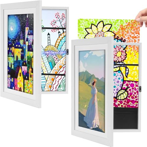 YIIFELL 2 Stück Bilderrahmen Kinderzeichnungen A4, Kinder Kunst Rahmen Aufklappbar A4 Frontöffnung Befüllbar Bilderrahmen zum öffnen Kinderbilderrahmen Für Kunstwerken