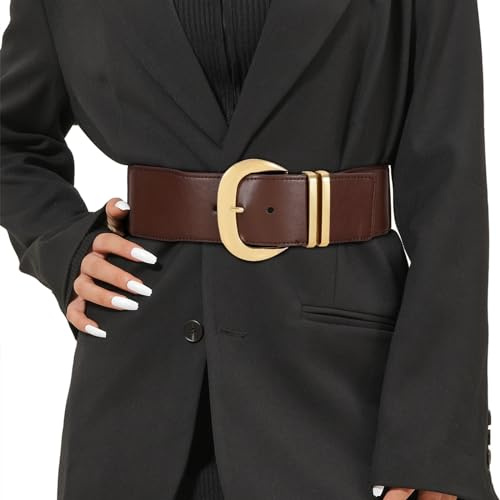 JasGood Damen Breiter Gürtel Elastischer Taillengürtel für Kleider Stretchy Gürtel Hüftgürtel Goldener Schnalle Gürtel für Damen