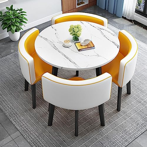 Set salvaspazio da cucina per la colazione, tavolo rotondo e sedie con schienale morbido, mobili in stile moderno per caffè, cucina, tavoli da conferenza