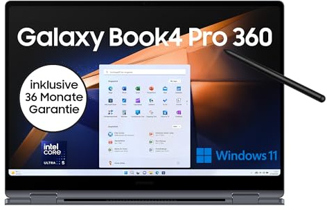 Samsung Galaxy Book4 Pro 360 Notebook, 16-Laptop, Intel Core Ultra 7, 16 GB RAM, 512 GB, Moonstone Gray, 3 Jahre Herstellergarantie [Exklusiv auf Amazon]