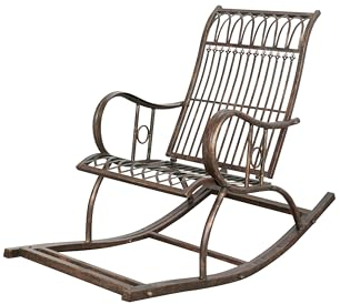 Biscottini Sedia a dondolo 127x90x64 cm | Sedia ferro battuto | Dondolo in ferro battuto | Poltrona con braccioli da giardino | Sdraia in metallo | Sedie da esterno oscillante balcone