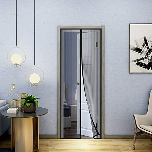 Generisch Magnetische Fliegengittertür, 120 x 240 cm, Insektenschutz, Magnetvorhang, Verschiedene Größen, für Balkontür, Terrassentür, Kellertür, Schwarz A