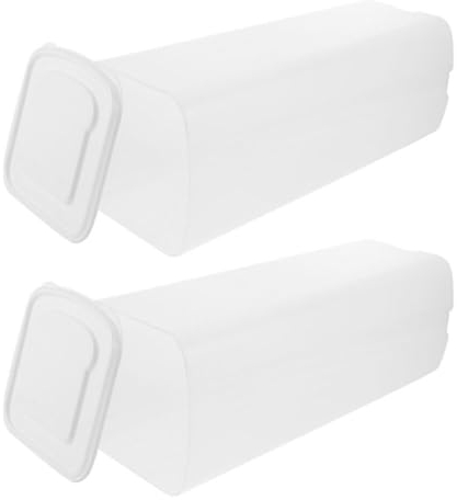 Amosfun 2pcs Bread Storage Container: Plastic Bread Keeper, Sandwich Bread Dispenser, Loaf Bread Holder with Airtight Lid for Kitchen Countertop Organization (White)