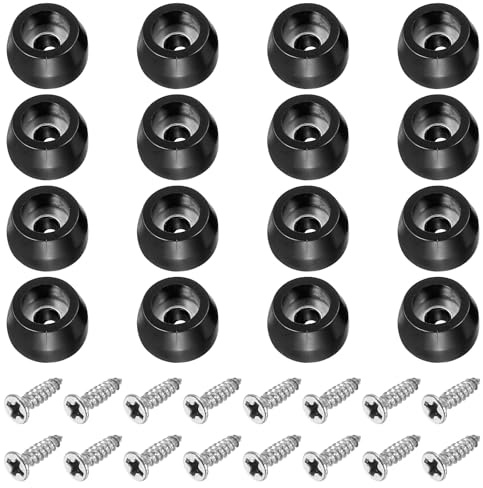 PATIKIL Cutting Board Feet, 16 Pack Round Rubber Feet Bumpers Non Slip Bumper Pads with Stainless Steel Screws for Furniture Chairs Desks Electronics (0.09Wx0.24H)