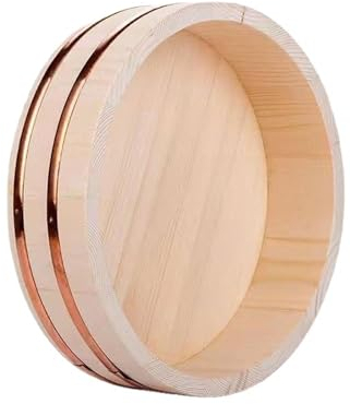 KELUNIS Reis-Sushi-Holzschüssel Eimerwanne Oke Hangiri Mischholzbox Japanisches Sushifass Mit Kupferbändern Große Schüssel Für Die Küche Eines Sushi-Restaurants,39cmx9cm