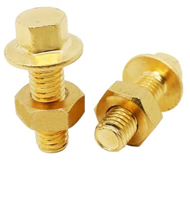 Foyoram Viti a flangia esagonale, M8 x 30 mm, con flangia e dadi esagonali, in ottone CuZn40Pb2 CW617N, esagonali (M8 x 30 mm)