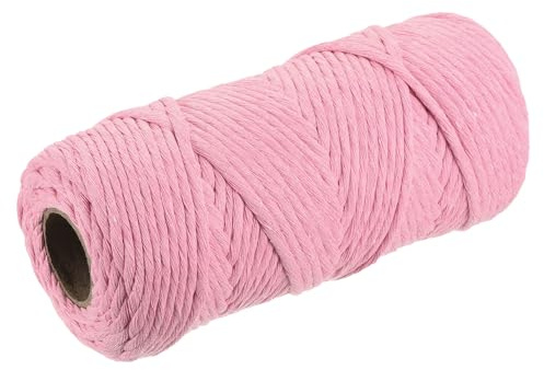 sourcing map Baumwollseil, gedreht, geflochten, einsträngig, 100 m, 4 mm Durchmesser, für Wandbehang, Pflanzenaufhänger, Stricken, Makramee-Knoten, Hot Pink