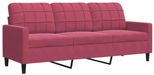 Gecheer 3-Sitzer Sofa Polstersofa Loungesofa Gästesofa Modern Couch 3er Sitzsofa Polstermöbel Schlafsofa Bettsofa für Wohnzimmer/Schlafzimmer/Gästezimmer, Weinrot 180 cm Samt
