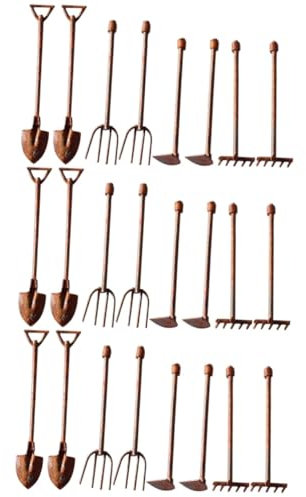 BCOATH 24pezzi Miniature Garden Tools Rusted Iron Vintage Metal Tool Decor for and Landscapes