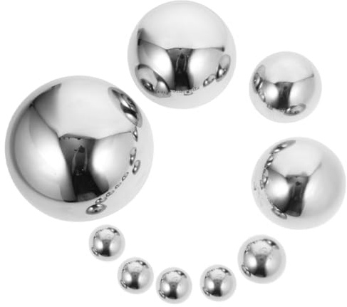 CIMAXIC 9piezas Media Esfera Reflectante Acero Inoxidable Pulido Bola Espejo Exterior Decoración Jardín