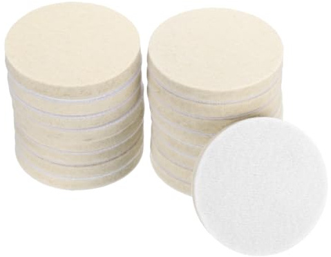 sourcing map 3-Inch Wool Felt Polishing Pad, Buffing Wheels Polish Pad, Flocking Hook & Loop Back for Random Orbital Sander 17Pcs