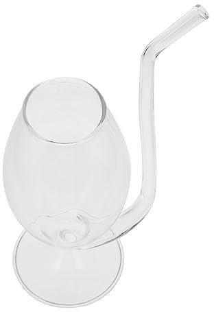 Amosfun Verre à Vin Transparent Avec Paille Verre à Cocktail Créatif Avec Pied Tasse à Boisson Debout Pour Maison Bar Et Fête