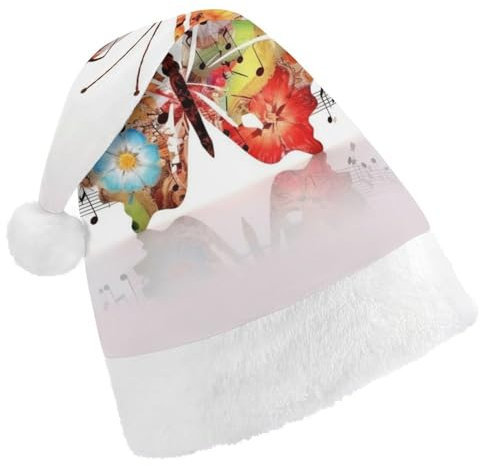 JKLQWH Weihnachtsmütze, Weihnachtsmütze, Partyhut mit Musik, Schmetterling, Weihnachtsmannmütze für Erwachsene, Uni, klassische Weihnachtsmannmütze, extra dick, Weihnachtsmütze, Wintermütze,
