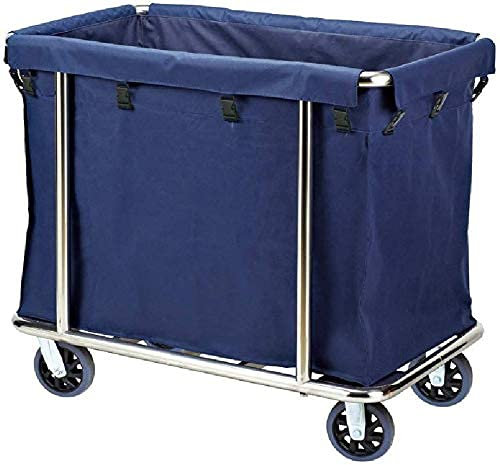 Multifunktionaler Aufbewahrungswagen, Servierwagen für den Haushalt, Wäschesortierwagen aus Edelstahl mit Rollen und Taschen, Reinigungswagen für die Haushaltsführung, Wäschekorb, abnehmbarer Hand