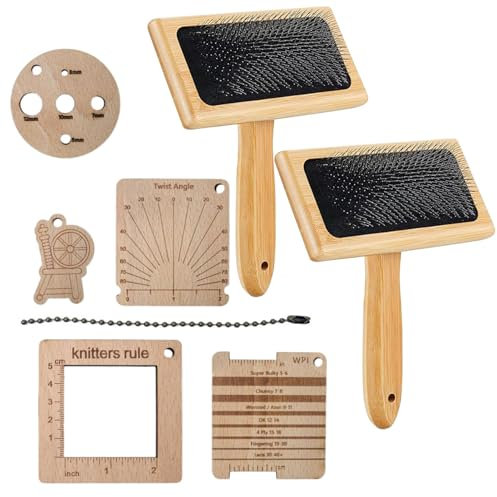 Kardierbürsten für Wolle,Handkardier für Wolle,Wolldeckenkamm-Set | Wollkardierbürsten mit Holzgriff, Wollmischkamm-Set für Nadelfilzarbeiten