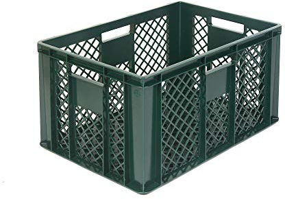 DIE BOX FABRIK Eurobox 60x40 cm in verschiedenen Höhen & Farben | Bäckerkiste, Gemüsekiste & Obstkiste stapelbar | Offene Brötchenkiste | Transportbehälter, Lagerbox (Grün, 60x40x32 cm)