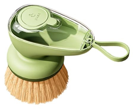 Dish Brush with Soap Dispenser, Dishwashing Scrubber, Refillable Kitchen Brush, Dishwasher Scrub, Pot Pan Sink Cleaning Tool for Dishwashing and Scrubbing, 10.24 inches, Green