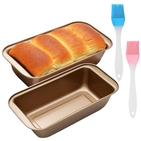 Eymobad 2 PCS Rechteckig Brotbackform﻿ Bring 2 PCS Bürsten,Edelstahl Kastenform Kuchen mit Antihaftbeschichtet,Rechteckig Karbonstahl skuchenform,für Backofen, Ninja Heißluftfritteusen