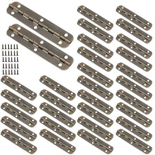 CHUENKUK 30 unidades pequeñas de piano con tornillos, 2,6 x 0,6 pulgadas, bisagras plegables, mini bisagras de 90 grados para joyas, proyectos de bricolaje o muebles