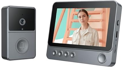 Wireless Ring Battery doorbell with 4.3 inches Screen - Easy Installation, no WiFi Needed, Ideal for Family Outdoor Security