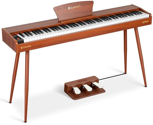 CAHAYA Digital Piano 88 Tasten Heimpianos- E-Piano Holz Voll Größe mit Gewichtete Tastatur, 3-Pedal-System, Hammermechanik - Home Digital-Pianos für Anfänger mit 380 Klängen, Unterstützt USB-MIDI