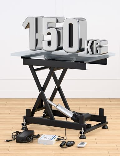 DIHOOL Elektrischer Scherenhubtisch 150KG Hubtisch Hebebühne Labor Kfz Werkstatt 210-580MM Einstellbarer Lift AC 100-240V und DC 24-30V