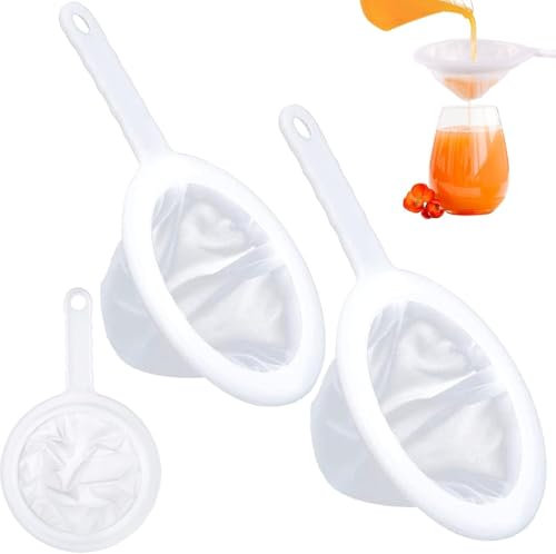 WUBAYI Juego de 2 tamices de malla fina – 200 tamices de malla y 400 tamices de cocina de malla para cocinar, filtro de alimentos para jugo, café, yogur
