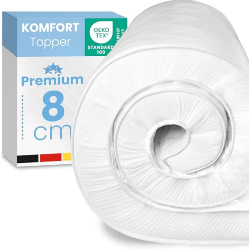 ELONEO Komfortschaum Matratzen Topper 100x200cm mit 8 cm Höhe, atmungsaktiver Matratzentopper, Matratzenauflage, Mattress Topper für Bett und Boxspringbett