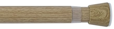 Barra per tende estensibile senza forare Ø28 mm in metallo, Facile Installazione, Aste per tende Premium CINTACOR Colore Legno 50-80 cm