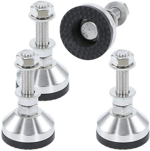 TERMATH Heavy Duty 2000 lb Capacity Stainless Steel Adjustable Leveling Feet for Shelving,Machinery Devices, Workbench,Furniture,M12 Thread, 1.94inches Dia Base, Anti-Slip Nylon Pad