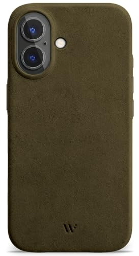 WIIUKA Hülle für iPhone 17, Leder aus Deutschland, Lederhülle extra Dünn, Premium Handyhülle, Case, Qi, skiin More, Vintage Oliv
