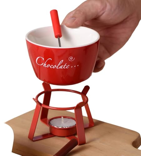Tazza da fonduta al cioccolato – fornello mini per burro in ceramica | supporto in metallo per tazze da fonduta personali – per Natale, compleanno, festa, campeggio, picnic, casa, burro, formaggio