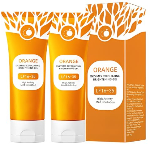VRYNDH 2 pezzi gel esfoliante naturale,orange exfoliating,Peeling Enzimatico per una Luminosità Immediata, per Viso e Corpo