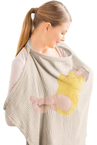 Amningsskydd - Sekretess Bomull Matningsöverdrag Poncho | 360° Täckning Andningsbart Näringsskydd, Bekvämt Överdrag med Styv Ring För Mamma, Utomhus, Amning Och Bilbarnstol