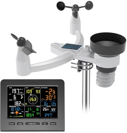 Meter WiFi Weather Station Color Display 7-in-1 Outdoor Sensor Forecast Temperature Humidity Rain Gauge Wind Speed UV