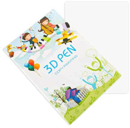 3D Pen Printing Drawing Book – Reusable 40 Pattern 3D Pen Stencil Book with Transparent Copy Sheet, Thick Paper Templates, DIY Drawing Book for Kids, Educational Art Craft Gift (3D Pen not Included)