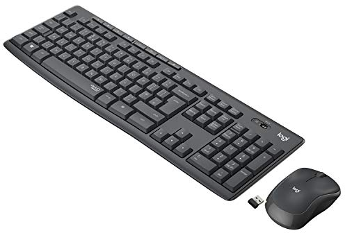 Logitech MK295 Silent ensemble souris et clavier sans fil avec technologie SilentTouch, pavé numérique taille standard, réactivité instantanée sans fil, 90% de bruit en moins, AZERTY Français - Gris