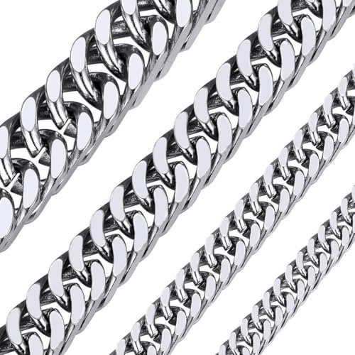 ChainsHouse Panzerkette Herren Damen Halskette Edelstahl Kubanische Kette | 3/5/7/10/13mm，Silber / Gold / Schwarz，Geschenk für Herren