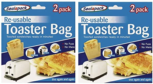 Sealapack 2 x Reusable Toaster Bags 6 Pack, Over 600 Uses! Toastie Bags, Sandwich Bags, Toast Bags