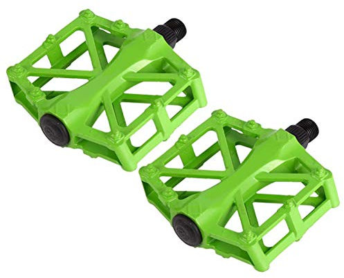 OUKENS Fahrradpedale, 3 helle Farben 1 Paar langlebige Aluminiumpedale rutschfeste Flache Plattform MTBS Fahrradpedal(Grün)