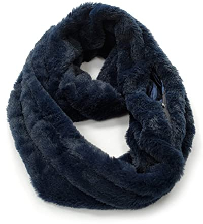 Black Ginger Écharpe Infinity en fausse fourrure avec poches zippées – Poche de voyage secrète cachée. Écharpes pour filles et femmes