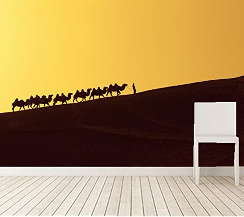 ZHEN WALLPAPER Benutzerdefinierte 3D-Wandbilder, Wandbild Wüste Kamele Silhouette Naturtapete, Bar Wohnzimmer Sofa TV Hintergrund Schlafzimmer Tapete * 200 cm x 140 cm (78,7 x 55,1 Zoll)