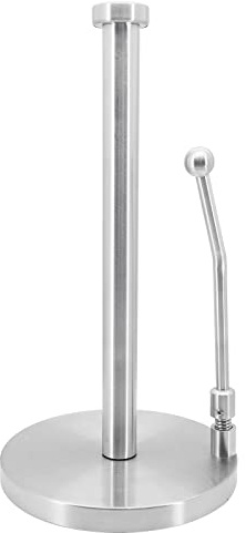 Hensych Stainless Steel Tissue Kitchen Roll Holder with Spring Arm Free-Standing Paper Towel Holder Organizer Roll Dispenser for Kitchen Countertop Home Dining Table No Drilling(Classic Style)