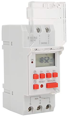 Timer Digitale Programmabile Sulla Guida DIN 35mm, DC 24V 30A LCD Settimanale Programmabile Relè Elettronico Tempo, Timer Presa Elettrica, con Funzione Conto Alla Rovescia
