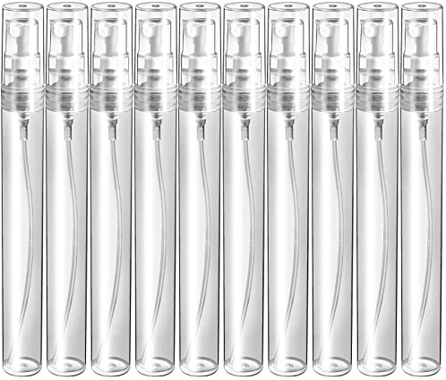 Fandamei Mini Spray Bottle, 10 Pack 10ml Plastic Spray Bottle, Fine Mist Refillable Perfume Bottle, Perfume Atomizer, Small Empty Sample Containers, Portable Travel Bottle