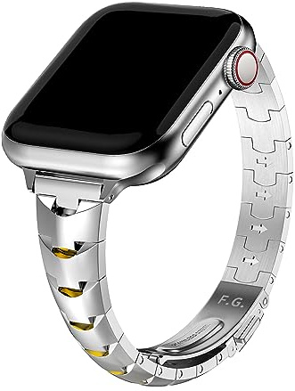 Fullmosa Smalt metallband kompatibelt med Apple Watch 49 mm 46 mm 45 mm 44 mm 42 mm, rostfritt stål kedja rem för kvinnor iWatch band serie 11 10 9 8 7 6 5 4 3 2 1, Ultra3/2/1, SE3/2/1, silver med